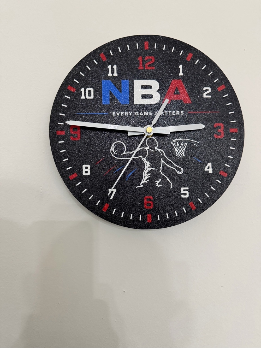 NBA Black Clock with Red and Blue Accents